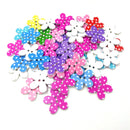 50PCs/lot Wooden Buttons Mixed Color Flower Shaped 2-hole Sewing Scrapbook DIY