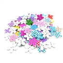 50Pcs Mixed 2 Holes Wooden Flower Dot & Grip Printed Buttons for Sewing Crafting and DIY Craft 25mm