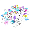 50Pcs Mixed 2 Holes Wooden Flower Dot & Grip Printed Buttons for Sewing Crafting and DIY Craft 25mm