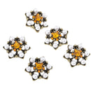 5 Pieces Alloy Flower Rhinestone Buttons With Shank DIY Decoration Sewing Crafts 22mm