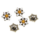 5 Pieces Alloy Flower Rhinestone Buttons With Shank DIY Decoration Sewing Crafts 22mm