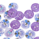 50 Pieces Flower Lavender 2-Hole Wood Button Sewing Buttons for DIY Scrapbooking