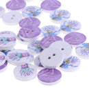 50 Pieces Flower Lavender 2-Hole Wood Button Sewing Buttons for DIY Scrapbooking