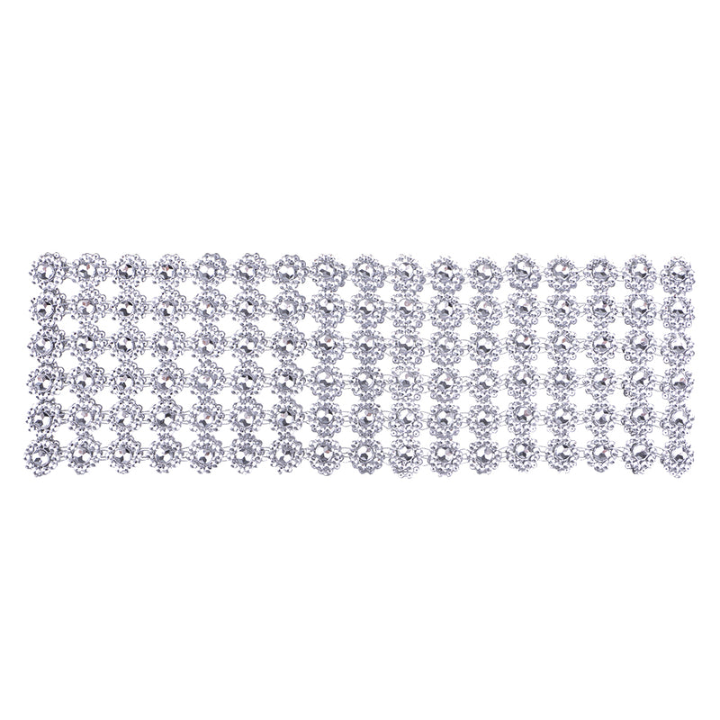 1 Yard SunFlower Rhinestone Chain Ribbon Trim Sewing Decor Applique Silver