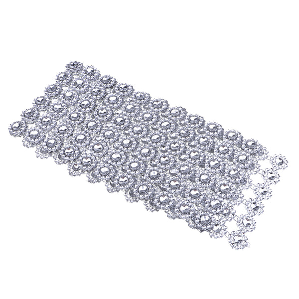1 Yard SunFlower Rhinestone Chain Ribbon Trim Sewing Decor Applique Silver