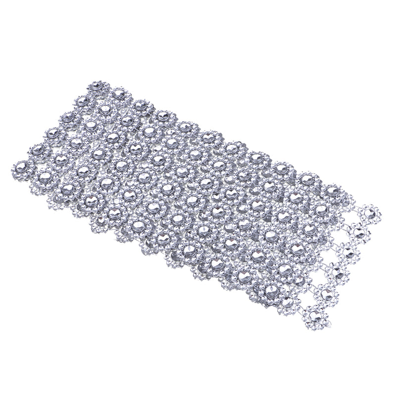 1 Yard SunFlower Rhinestone Chain Ribbon Trim Sewing Decor Applique Silver