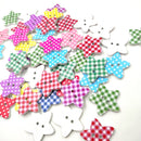 50 Pieces 25mm Colorful Star Plaid Wooden 2-holes Buttons for DIY Sewing Crafts