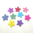 50 Pieces 25mm Colorful Star Plaid Wooden 2-holes Buttons for DIY Sewing Crafts