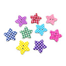 50 Pieces 25mm Colorful Star Plaid Wooden 2-holes Buttons for DIY Sewing Crafts