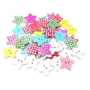 50 Pieces 25mm Colorful Star Plaid Wooden 2-holes Buttons for DIY Sewing Crafts