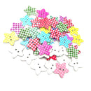 50 Pieces 25mm Colorful Star Plaid Wooden 2-holes Buttons for DIY Sewing Crafts
