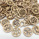 100 Pieces Unfinished Wood Hollow Round Pieces for Wood Craft DIY Projects 30mm