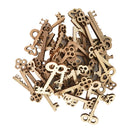 50 Pieces Mixed Unfinished Wood Key Shapes Wood Pieces for Cardmaking Scrapbooking