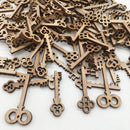 50 Pieces Mixed Unfinished Wood Key Shapes Wood Pieces for Cardmaking Scrapbooking