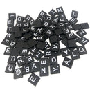 100 Pcs Bulk Wooden 26 Alphabet Tiles with White Silkscreen Letters & Numbers for Game Crafts