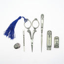 5 Pieces/Set European Vintage Sewing Kit Scissors Thimble Needle Case Awl Threader DIY Tools