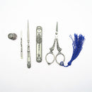 5 Pieces/Set European Vintage Sewing Kit Scissors Thimble Needle Case Awl Threader DIY Tools