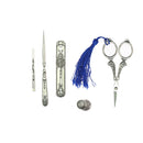 5 Pieces/Set European Vintage Sewing Kit Scissors Thimble Needle Case Awl Threader DIY Tools