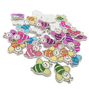 50pcs Lovely Printed Bee Wood Buttons 2 Holes For Sewing Scrapbooking DIY