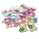 50pcs Lovely Printed Bee Wood Buttons 2 Holes For Sewing Scrapbooking DIY
