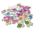 50pcs Lovely Printed Bee Wood Buttons 2 Holes For Sewing Scrapbooking DIY