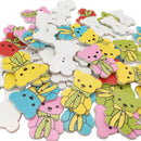 50pcs Cartoon Printed Bear Wood Buttons 2 Holes For Sewing Scrapbooking DIY
