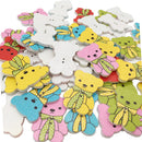 50pcs Cartoon Printed Bear Wood Buttons 2 Holes For Sewing Scrapbooking DIY