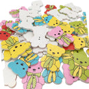 50pcs Cartoon Printed Bear Wood Buttons 2 Holes For Sewing Scrapbooking DIY