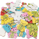 50pcs Cartoon Printed Bear Wood Buttons 2 Holes For Sewing Scrapbooking DIY