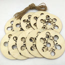10Pcs Wooden Wood Base Disk Circle Snowflake Pieces for Crafting Cardmaking
