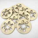 10Pcs Wooden Wood Base Disk Circle Snowflake Pieces for Crafting Cardmaking