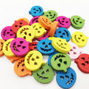 100 Pieces Colorful Wood Halloween Pumpkin Buttons for Sewing Scrapbooking 18mm