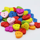 100PCs Mixed Heart-shape Wood Buttons 2-Hole Scrapbook Craft Decoration 13 x 15mm