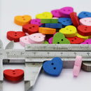 100PCs Mixed Heart-shape Wood Buttons 2-Hole Scrapbook Craft Decoration 13 x 15mm