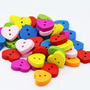 100PCs Mixed Heart-shape Wood Buttons 2-Hole Scrapbook Craft Decoration 13 x 15mm