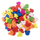 100 Pieces Colorful Bear Wood Wooden Buttons Embellishments for DIY Sewing Crafts 18x15mm