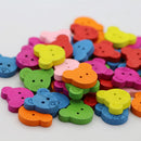 100 Pieces Colorful Bear Wood Wooden Buttons Embellishments for DIY Sewing Crafts 18x15mm