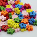 100pcs Multi Colors Wood Flower Buttons DIY Decorative Buttons Sewing Scrapbooking
