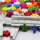 100pcs Multi Colors Wood Flower Buttons DIY Decorative Buttons Sewing Scrapbooking