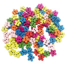 100pcs Multi Colors Wood Flower Buttons DIY Decorative Buttons Sewing Scrapbooking