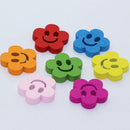 100pcs Cartoon Smile Plum 2 Holes Wooden Buttons for Sewing Accessories 20mm