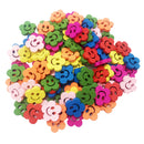 100pcs Cartoon Smile Plum 2 Holes Wooden Buttons for Sewing Accessories 20mm