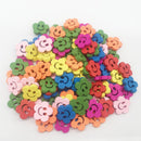 100pcs Cartoon Smile Plum 2 Holes Wooden Buttons for Sewing Accessories 20mm