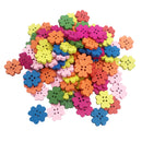 100Pcs Plum Flower 4 Holes Wooden Buttons fit Sewing and Scrapbooking 20mm