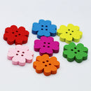 100Pcs Plum Flower 4 Holes Wooden Buttons fit Sewing and Scrapbooking 20mm