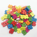 100 Pieces Colorful Bear Shape Wood Wooden Buttons Embellishments DIY Sewing Crafts 20x19mm