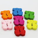 100 Pieces Colorful Bear Shape Wood Wooden Buttons Embellishments DIY Sewing Crafts 20x19mm