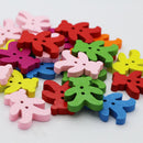 100Pcs Mixed Cartoon Bear Man Buttons Handmade Cartoon Sewing Wooden Buttons