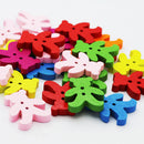 100Pcs Mixed Cartoon Bear Man Buttons Handmade Cartoon Sewing Wooden Buttons