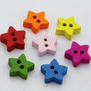 100 Pieces Wooden Star 2 Holes Buttons Embellishments Flatback for Sewing Crafting Scrapbooking DIY 13mm